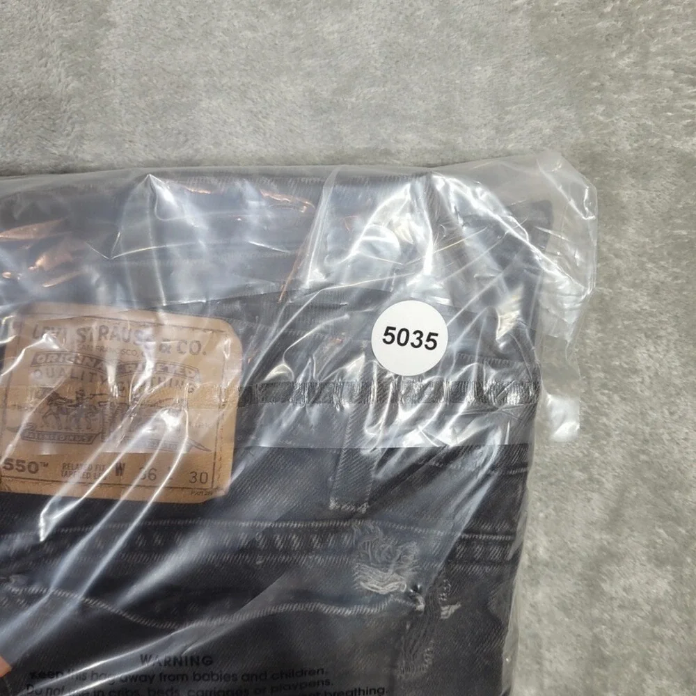 Vtg 90s Levi's 550 Jeans Black Orange Tab Jeans Denim Mens 36x30 (Fits 34x30)